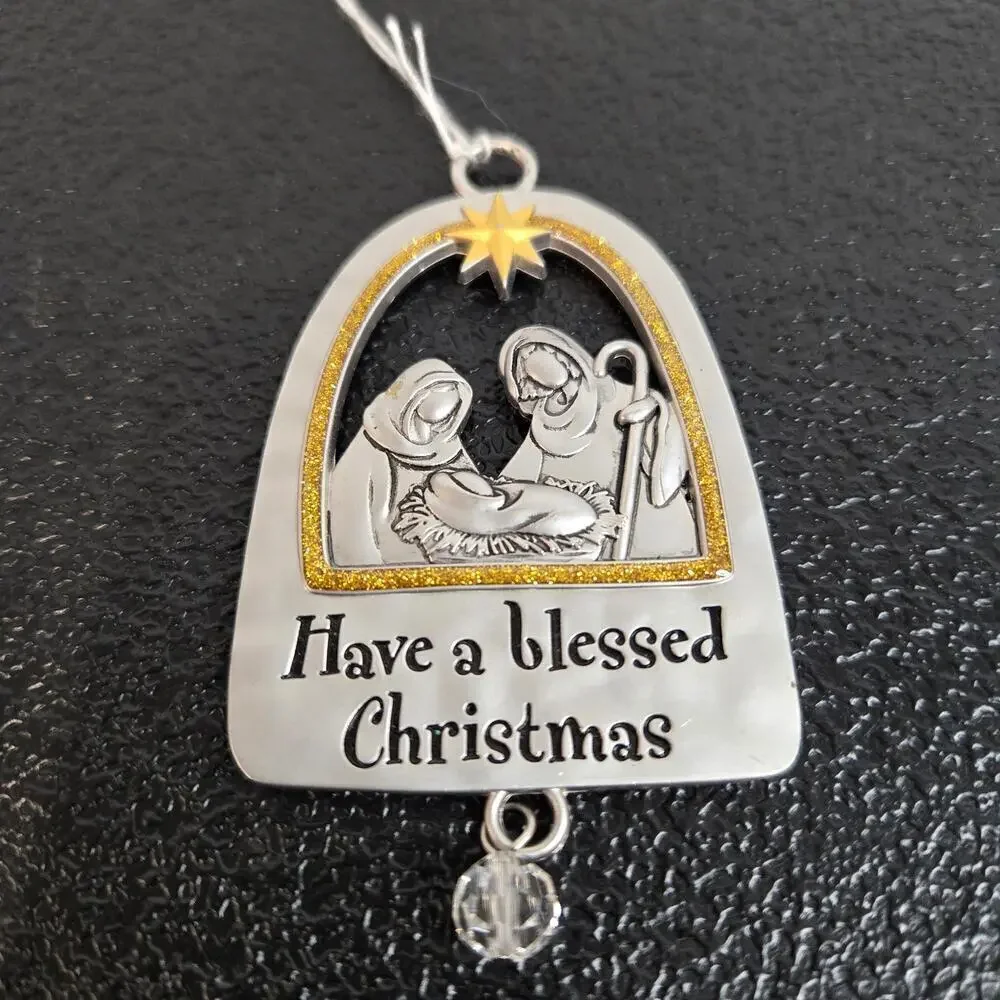 Christmas Ornaments Religious Inspirational Set of 2 Blessed Christmas